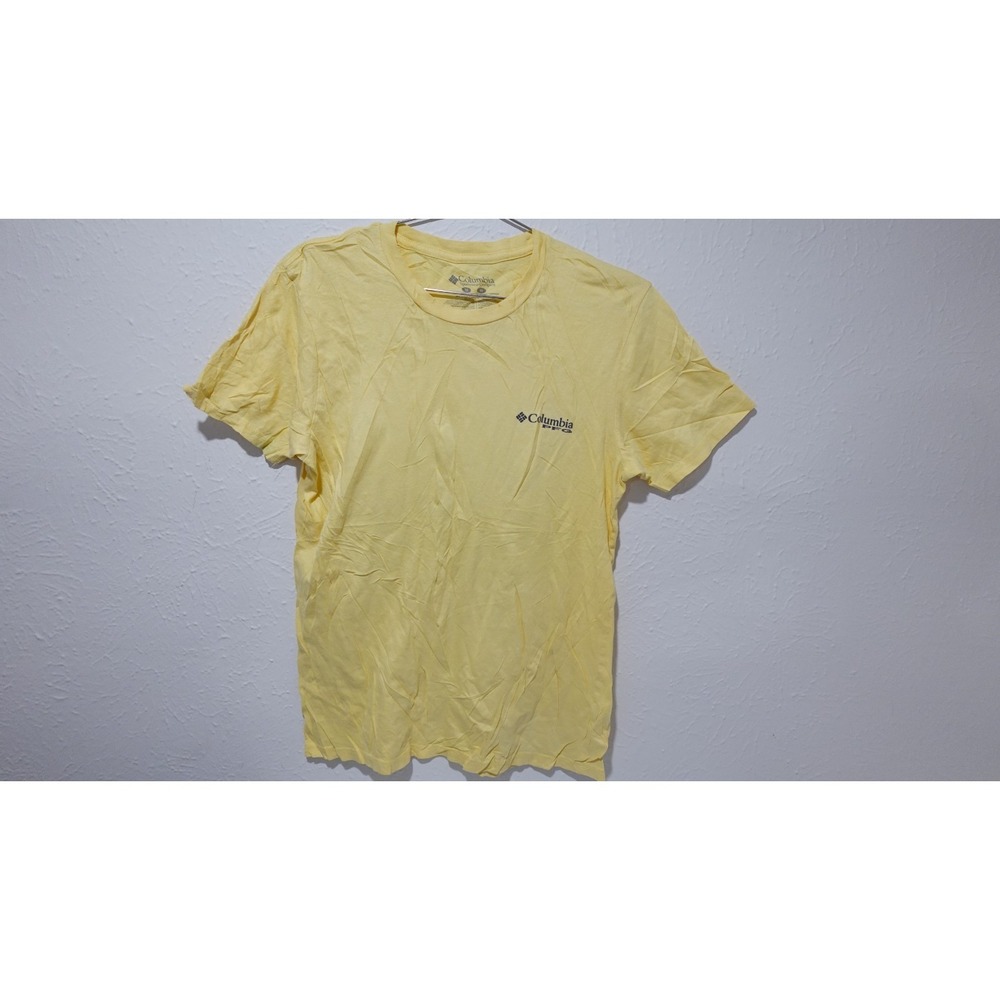 Columbia Mens T Shirt Fishing PFG Crew Neck Tee Short Sleeve Yellow Size M